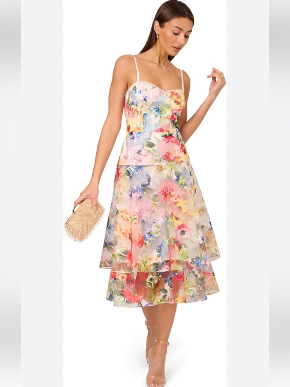 Adrianna Papell ivory and floral dress